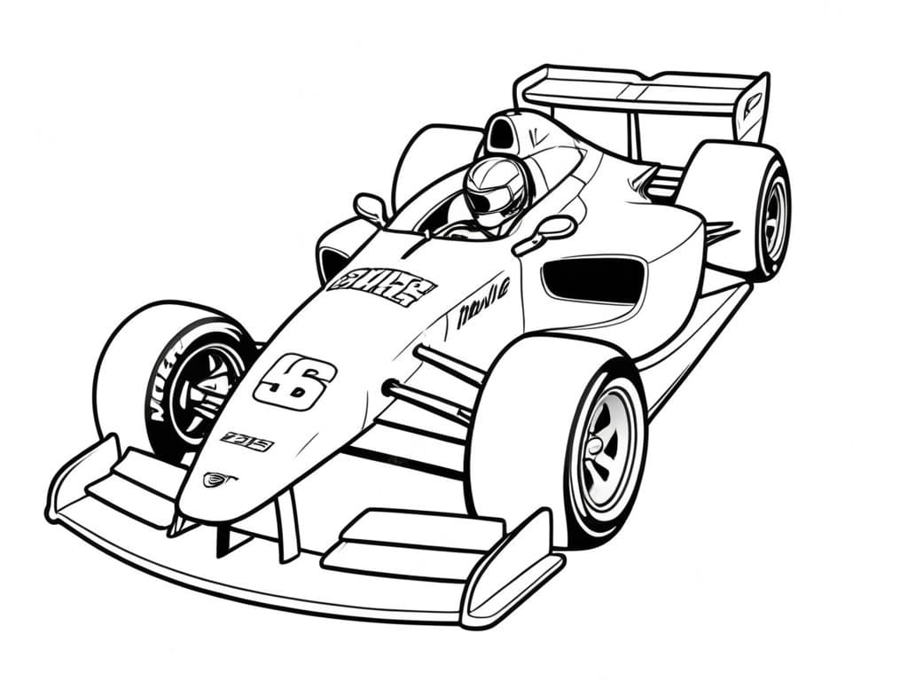 Carro de corrida com piloto para colorir
