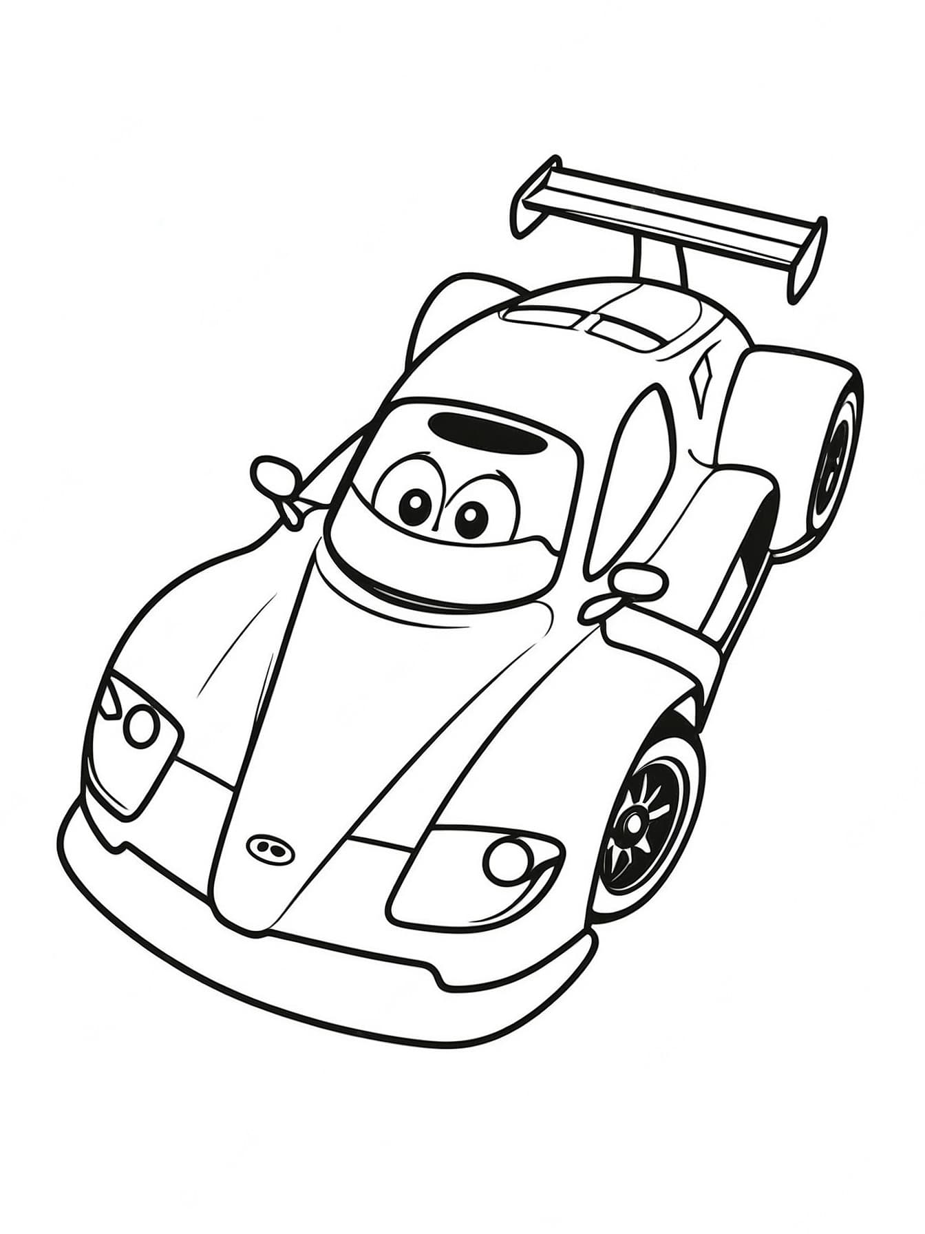 Carro de corrida feliz para colorir