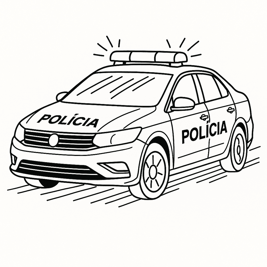 Carro de polícia com luzes para colorir