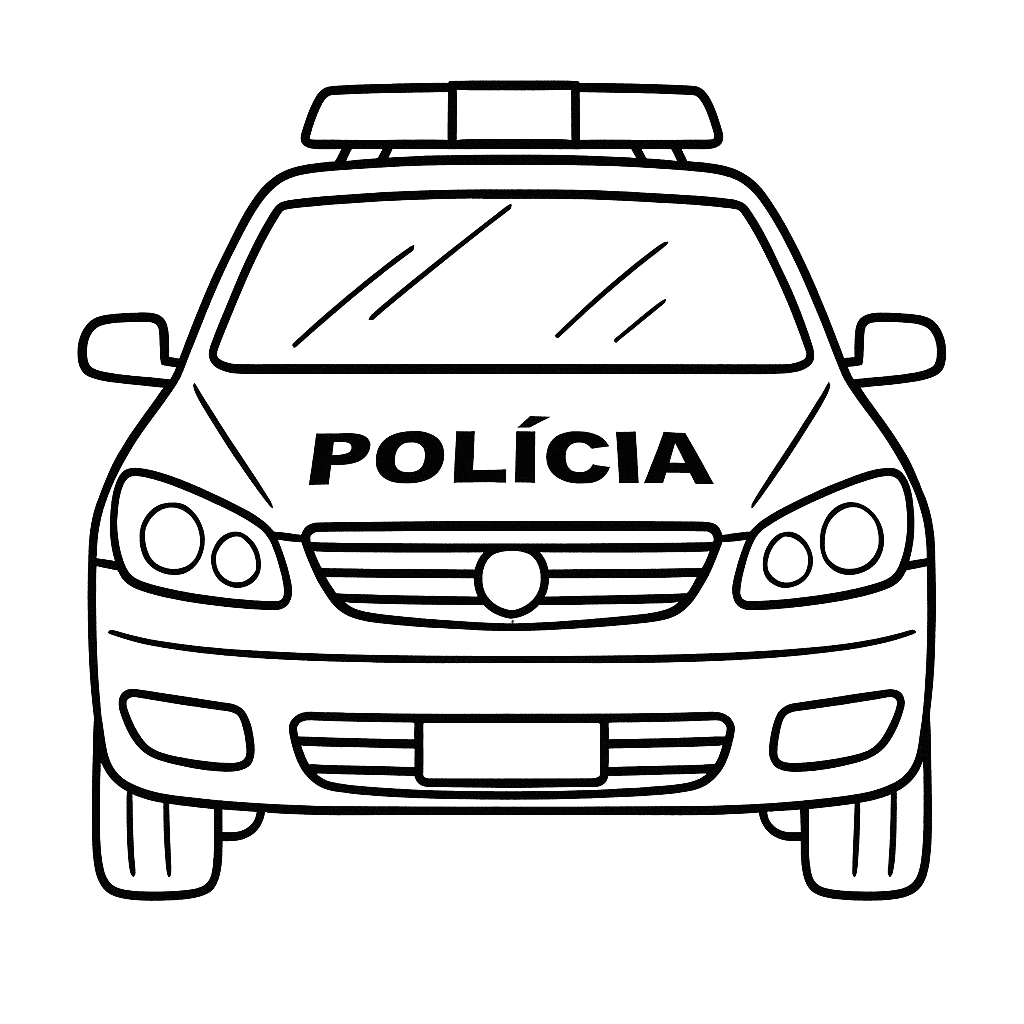 Carro de polícia de frente para colorir