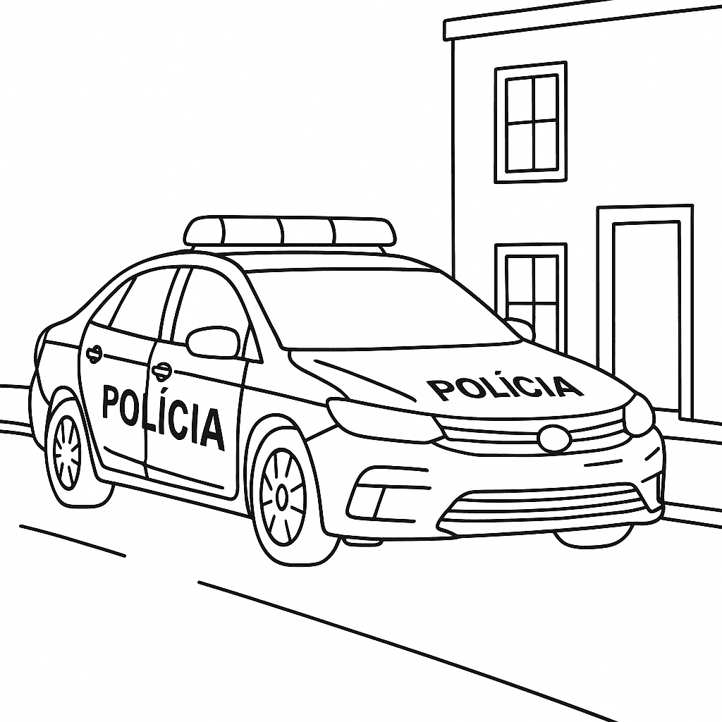 Carro de polícia em perseguição para colorir