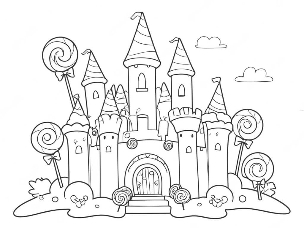 Castelo de doces para colorir