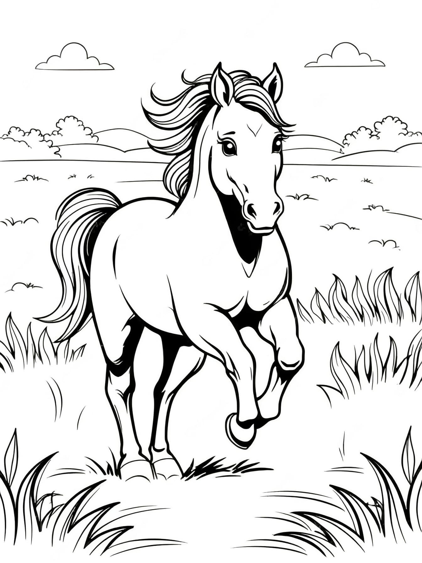 Cavalo correndo para colorir