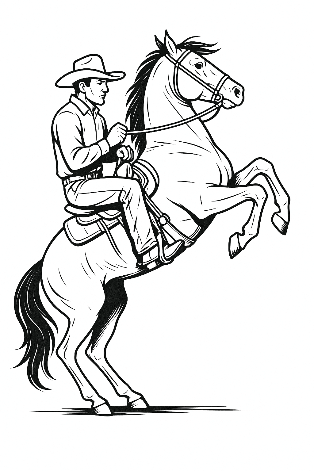 Cavalo e cowboy para colorir