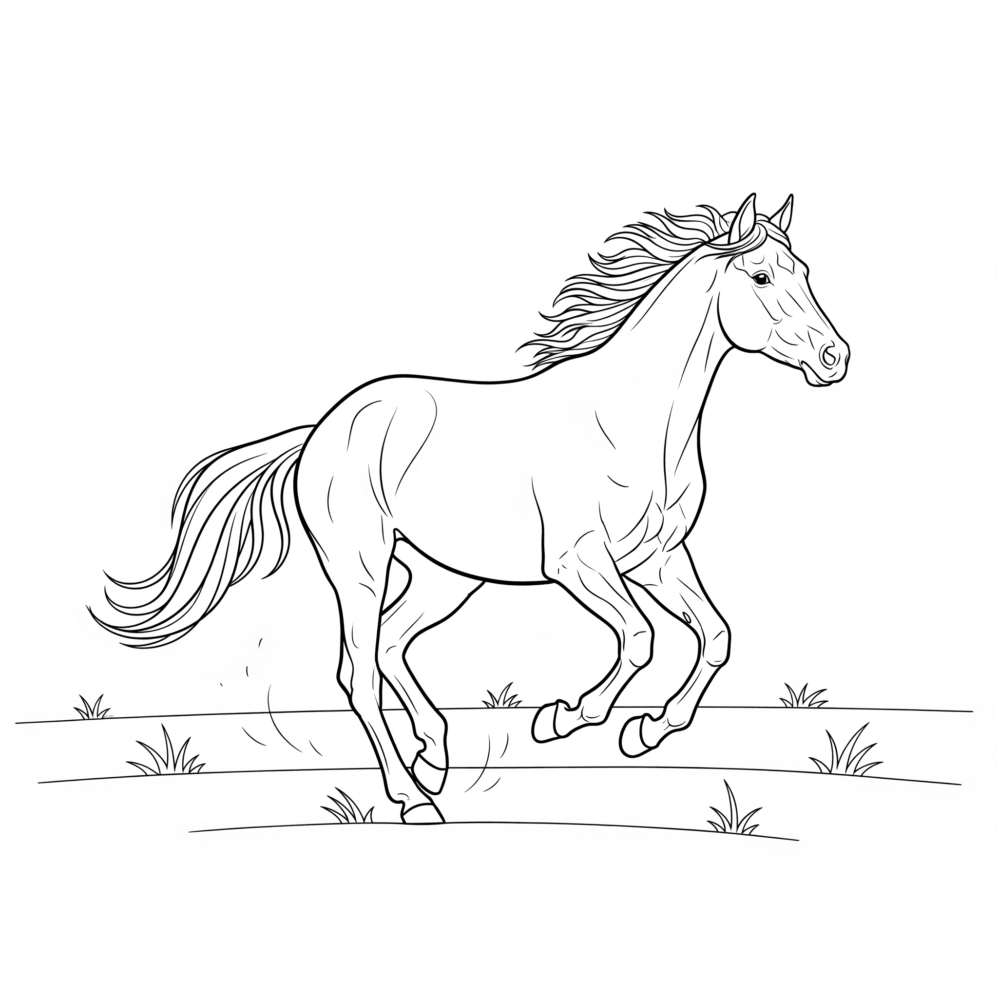 Cavalo pelos campos para colorir