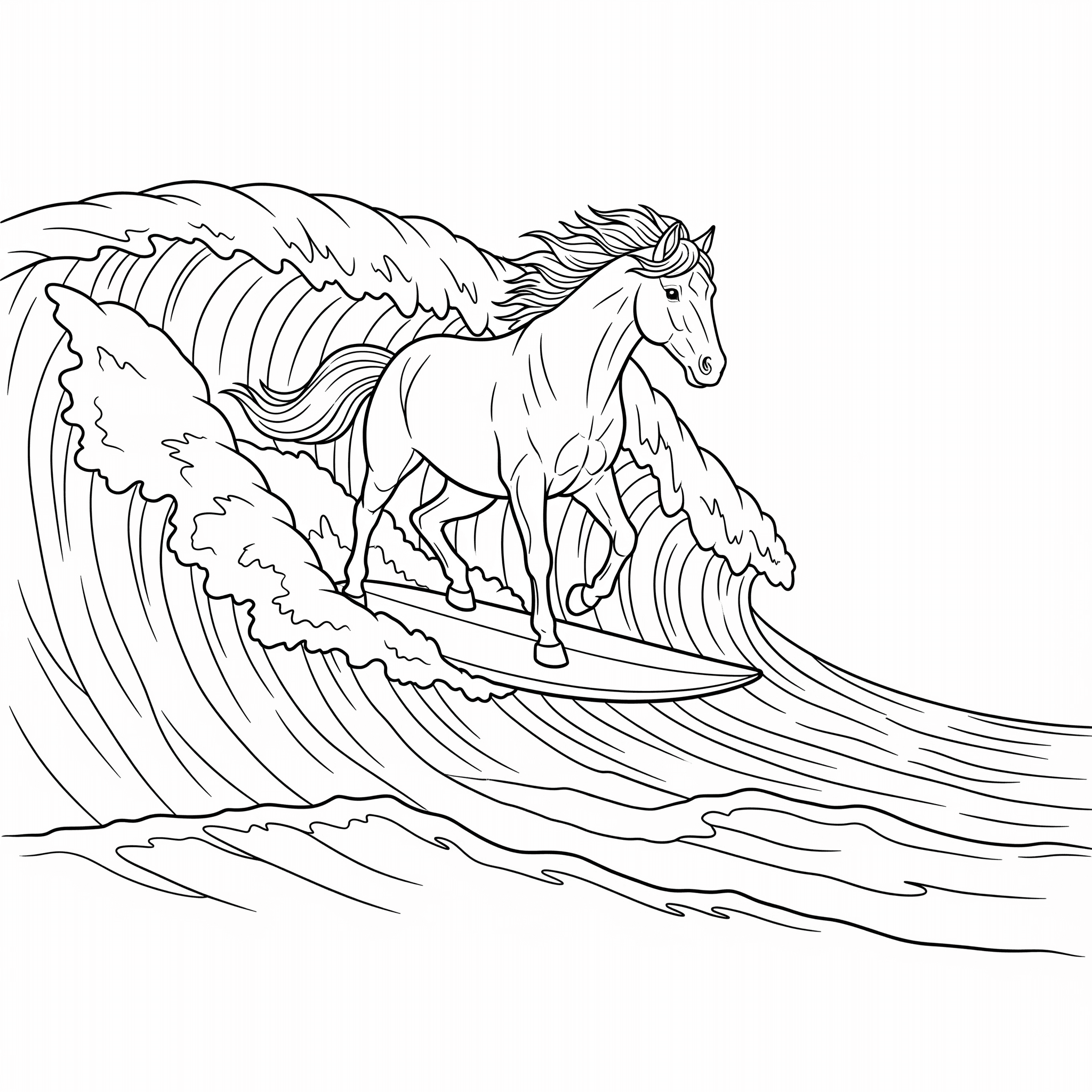 Cavalo surfista para colorir