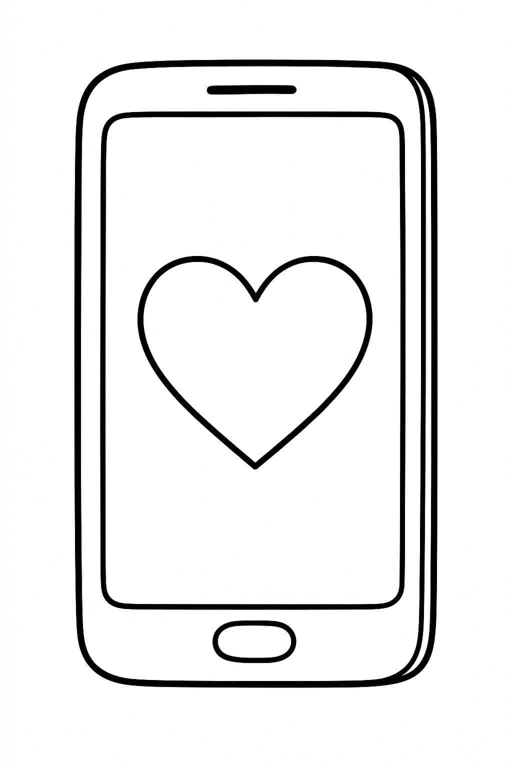 Celular com coração para colorir