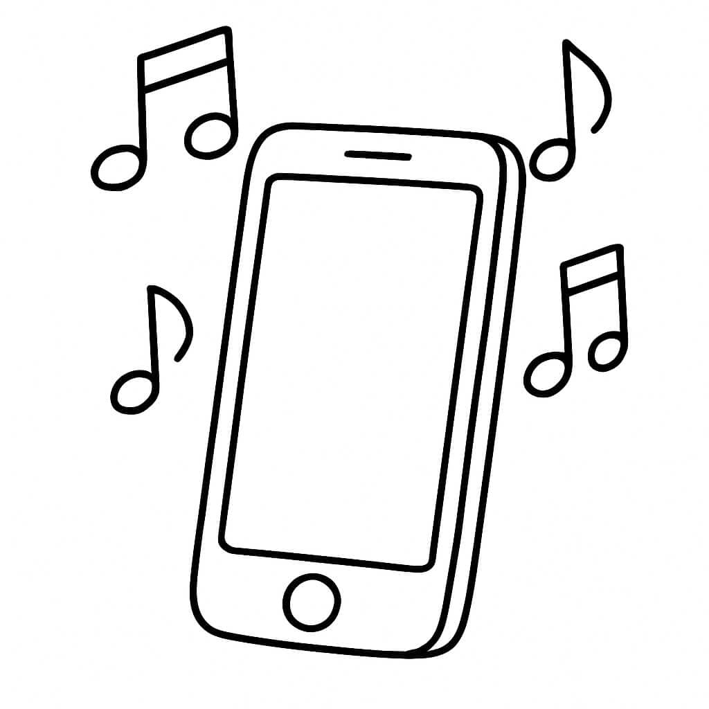 Celular com notas musicais para colorir