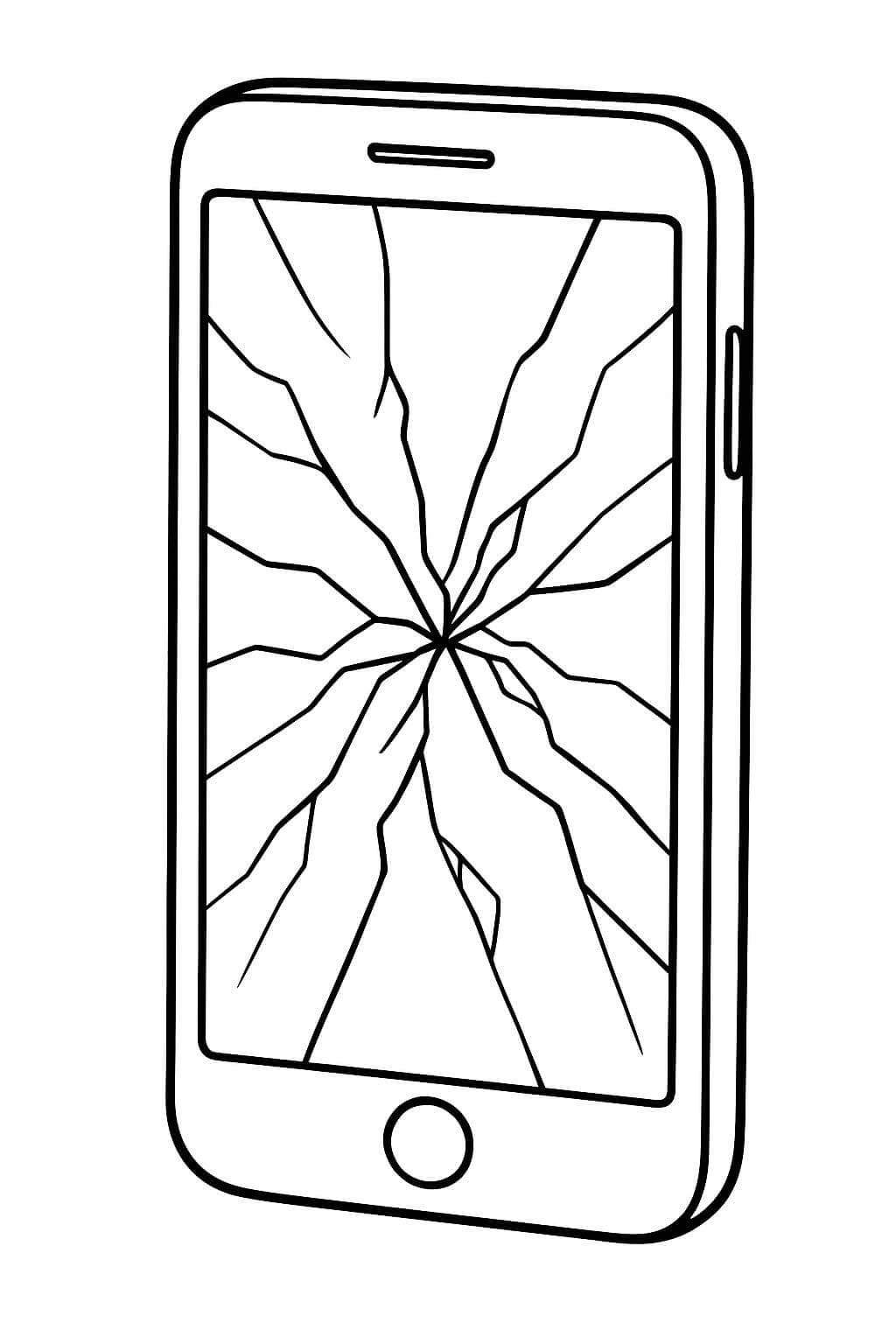 Celular com tela quebrada para colorir