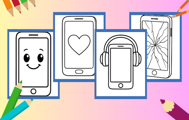 Desenhos de celular para colorir