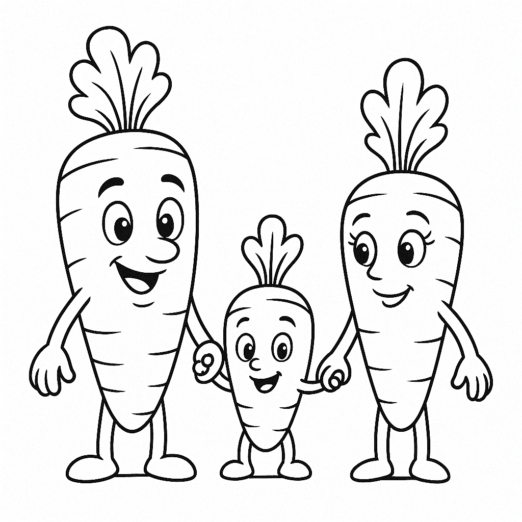 Família cenoura para colorir