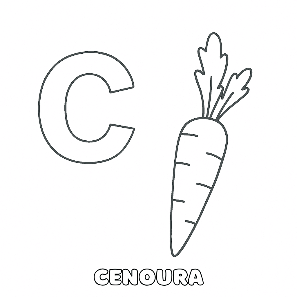 Cenoura com letra C para colorir