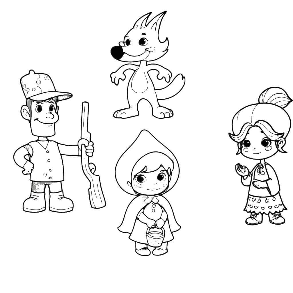 Chapeuzinho Vermelho personagens para colorir