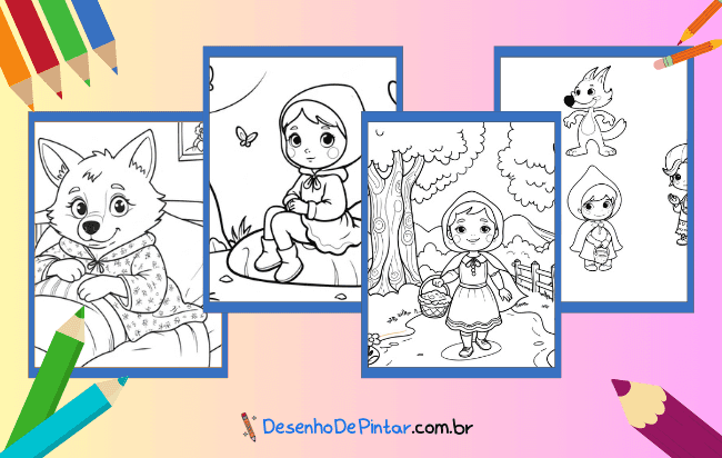 Desenhos de Chapeuzinho Vermelho para colorir