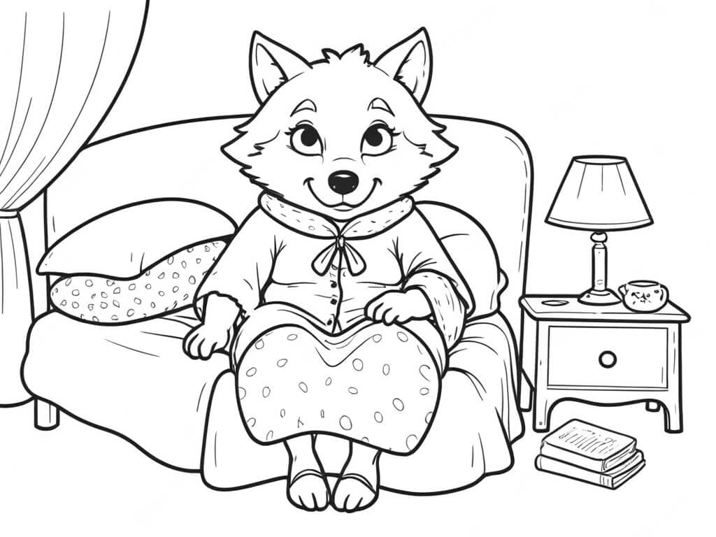 Vovozinha ou Lobo Mau? para colorir