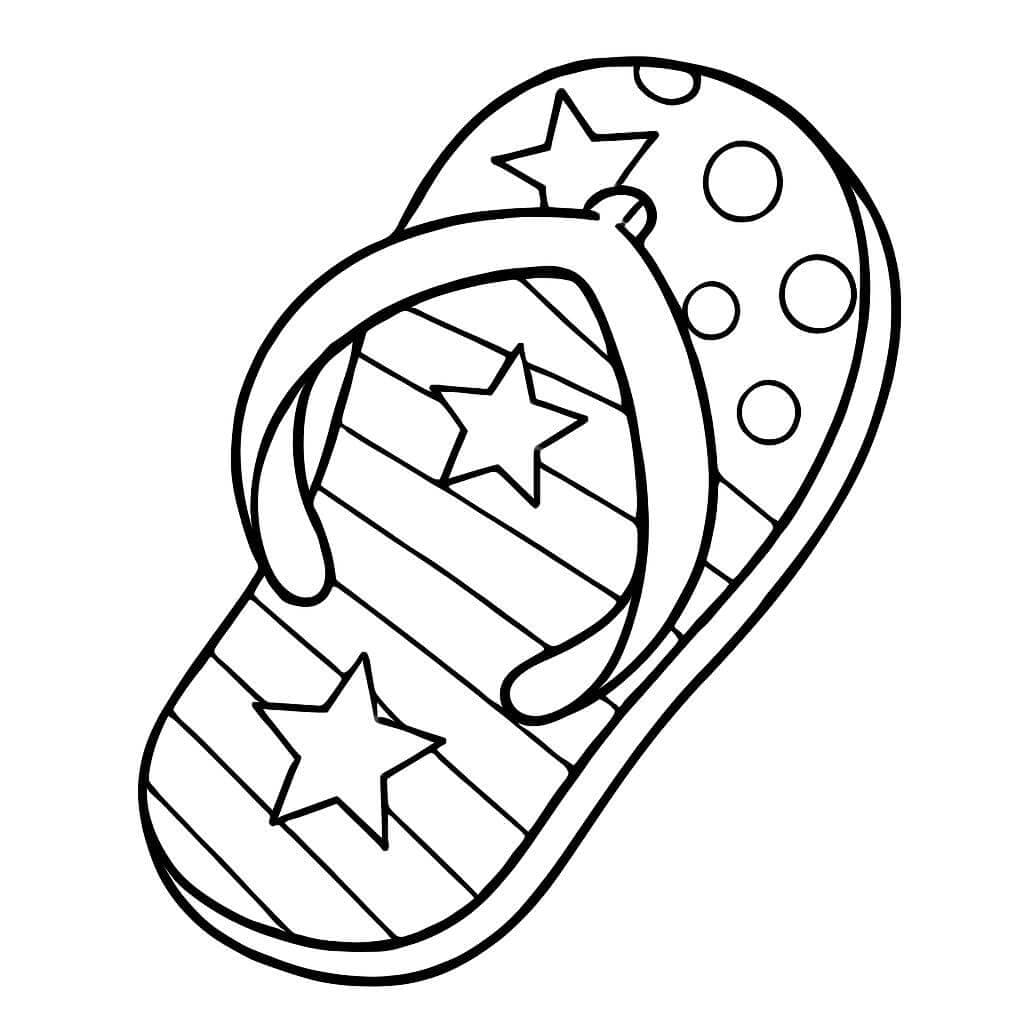Chinelo estrelado para colorir