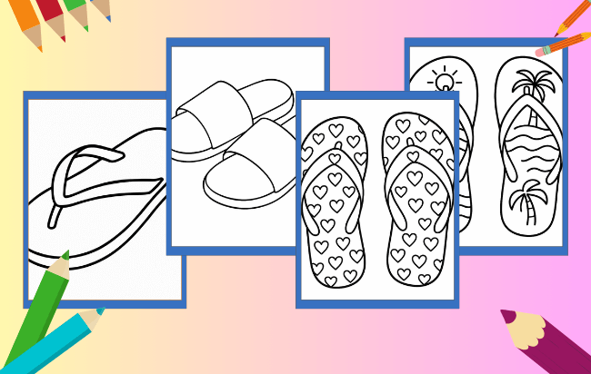 Desenhos de chinelo para colorir