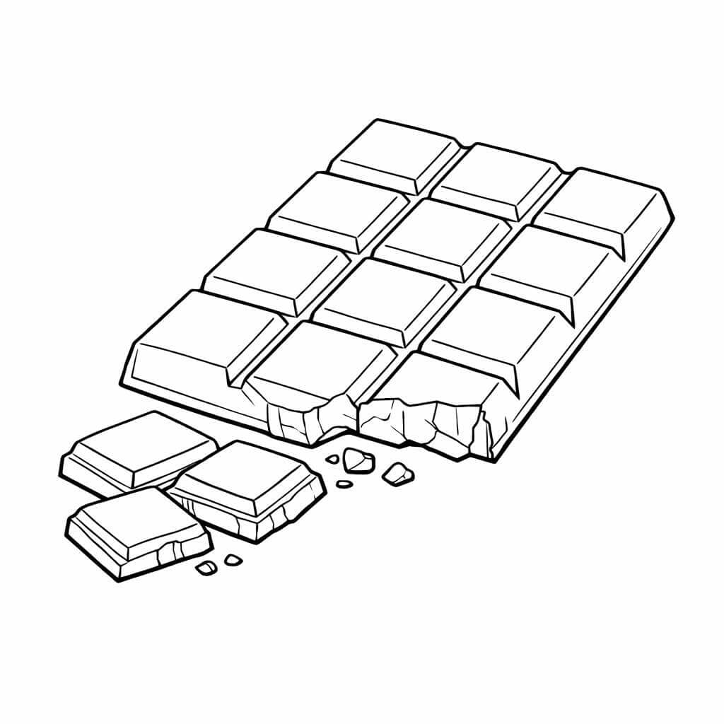 Barra de chocolate em quadradinhos para colorir