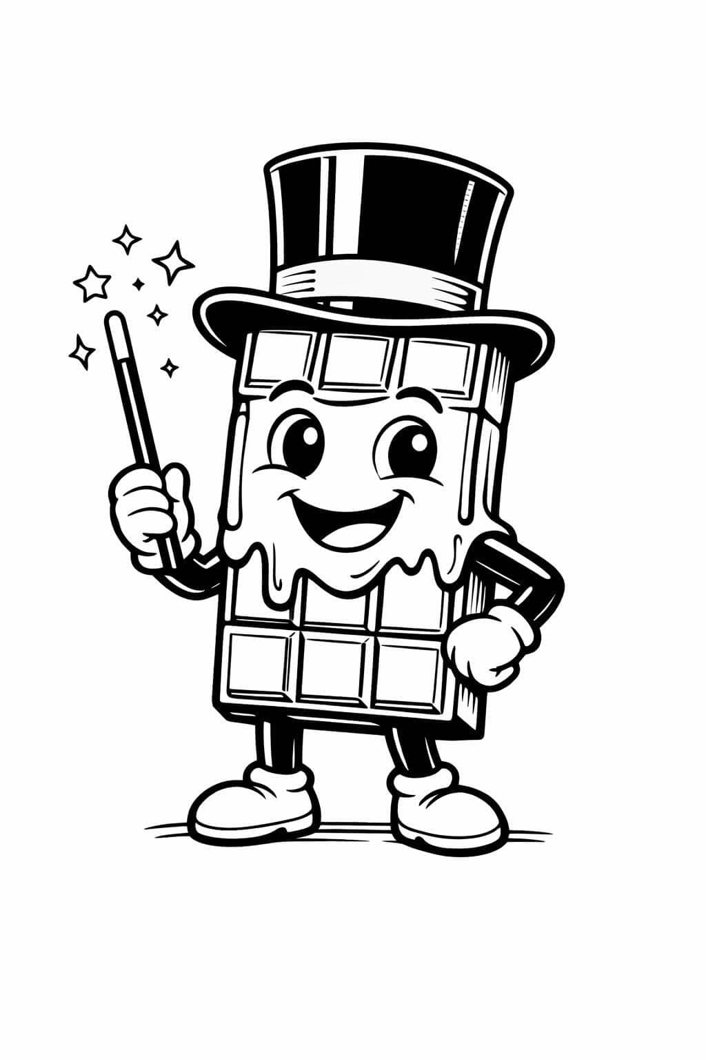 Chocolate com cartola para colorir