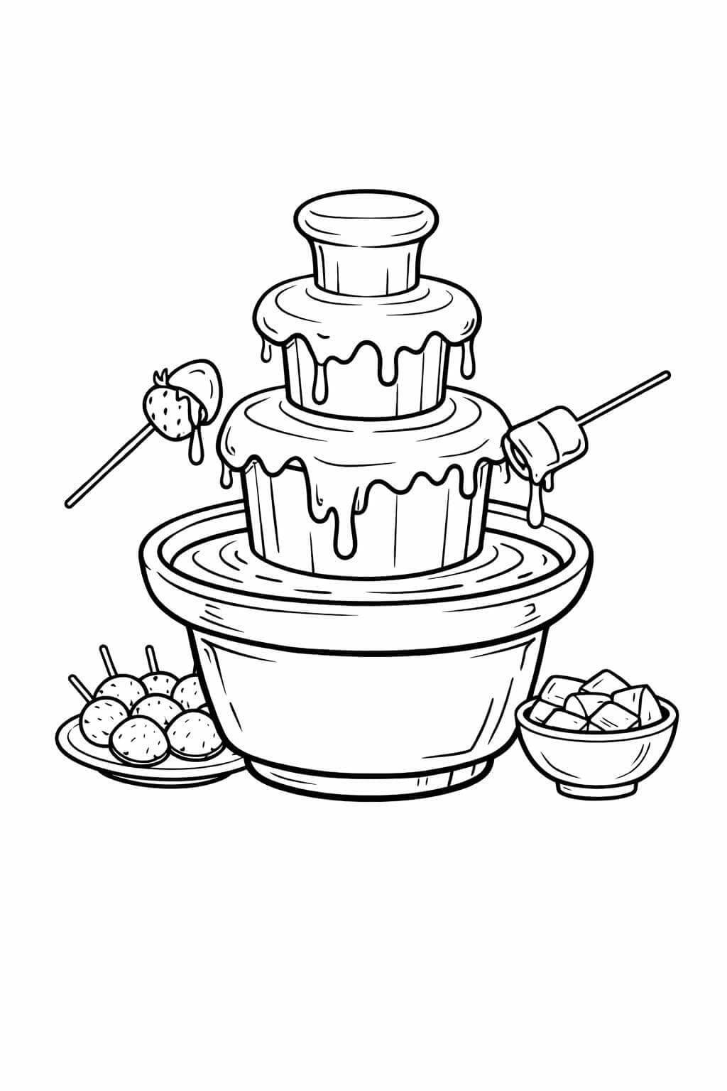 Fonte de chocolate para colorir