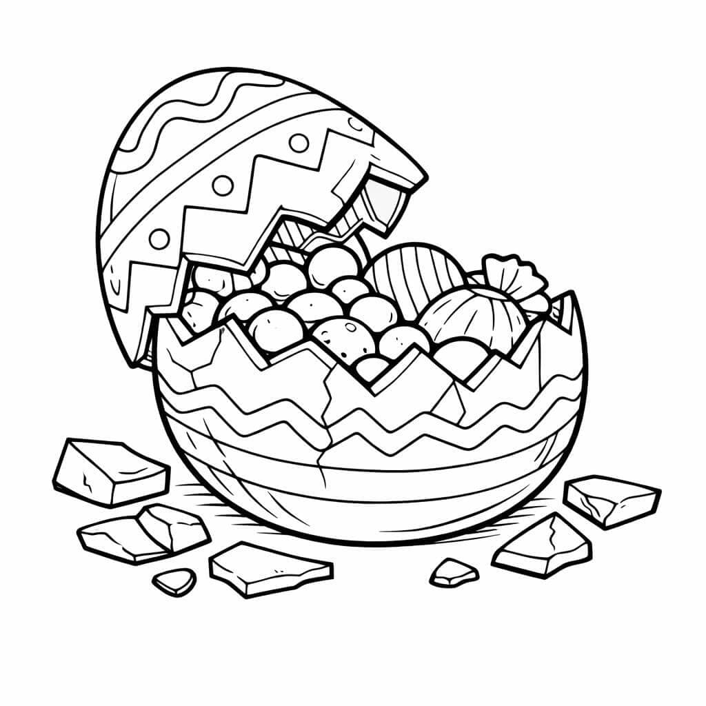 Ovo de Páscoa de chocolate rachado para colorir