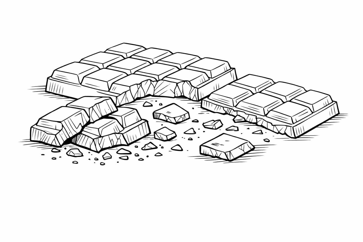 Pedaços de chocolate quebrados para colorir