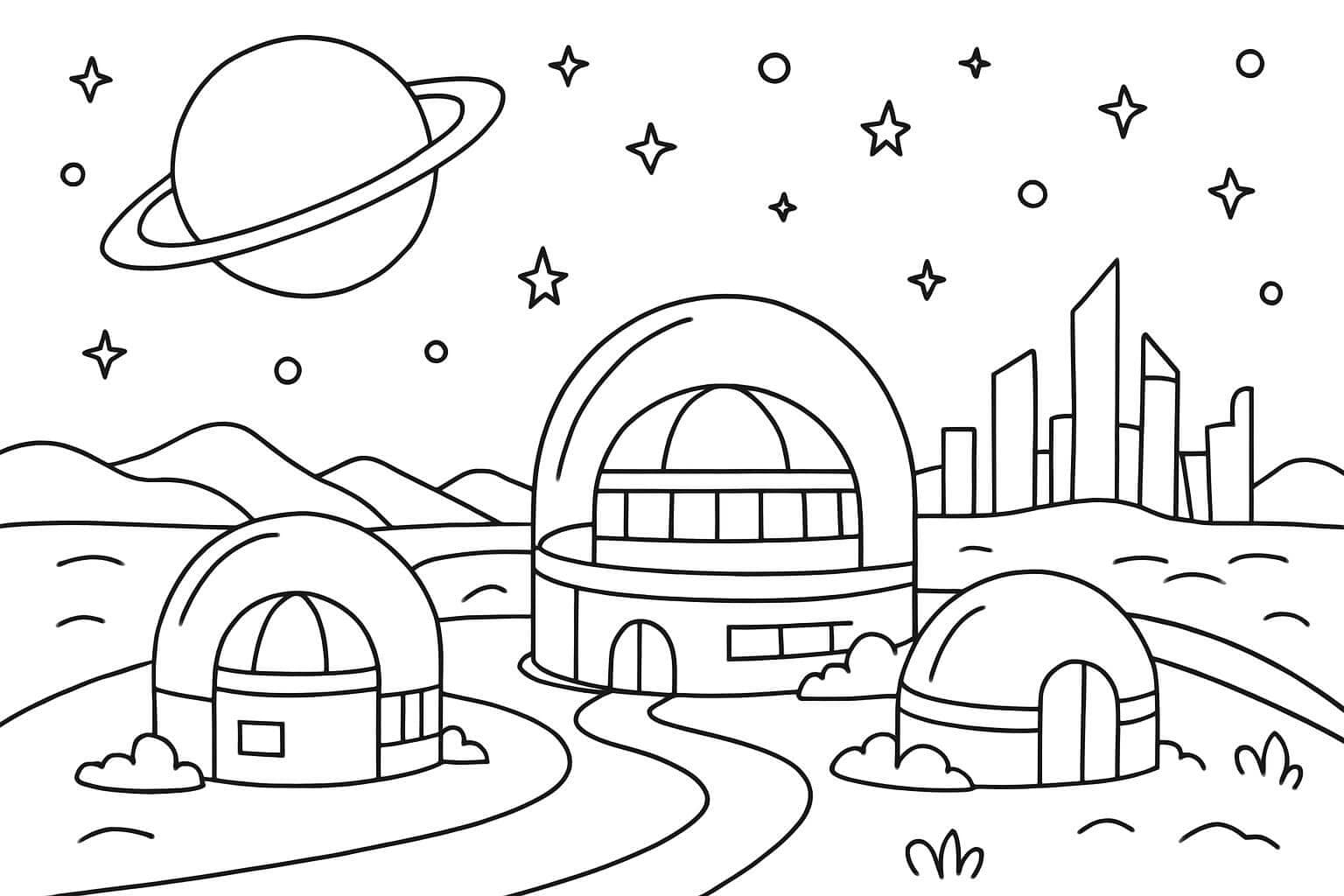 Cidade espacial para colorir