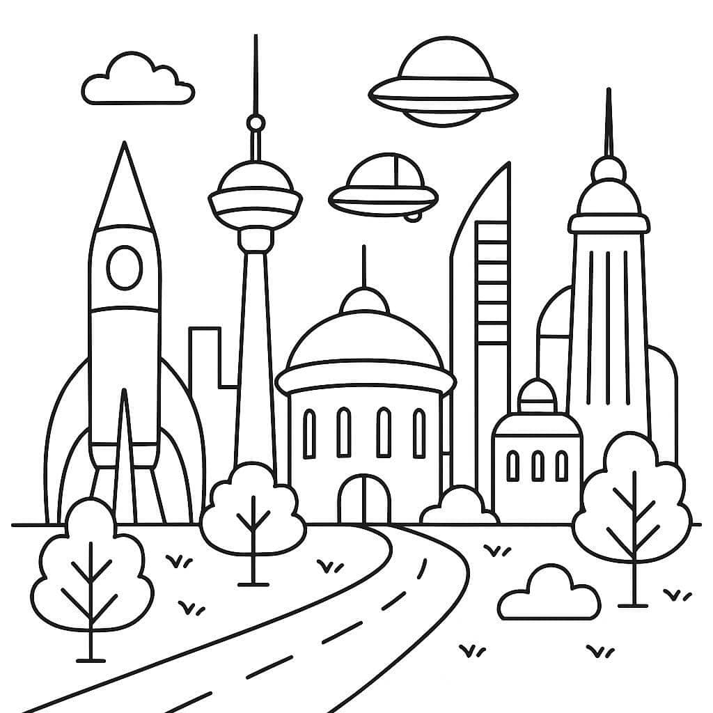 Cidade futurista para colorir