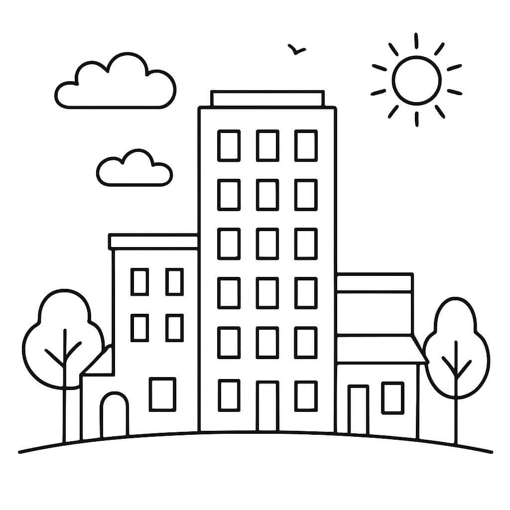 Cidade simples para colorir