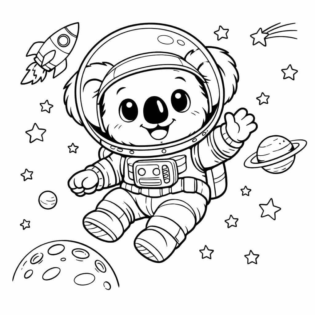 Coala astronauta para colorir