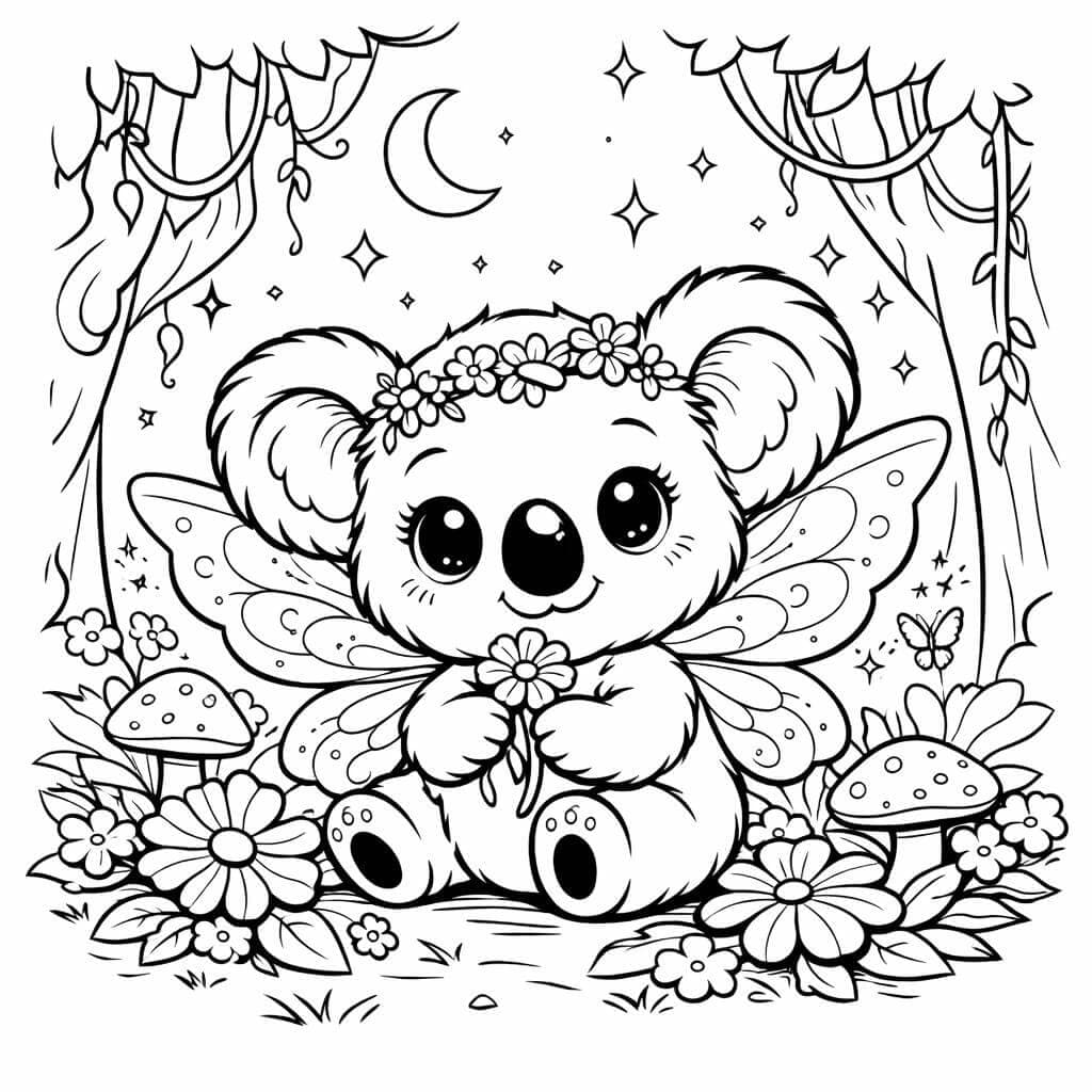 Coala fada para colorir
