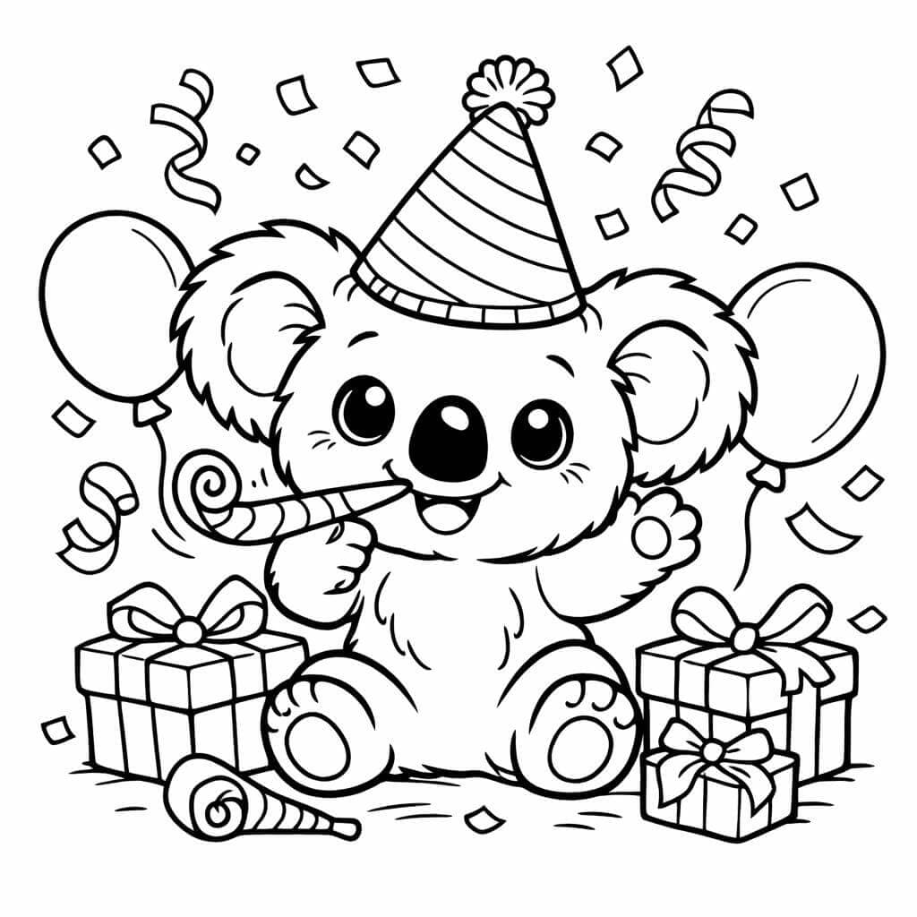 Coala festa para colorir