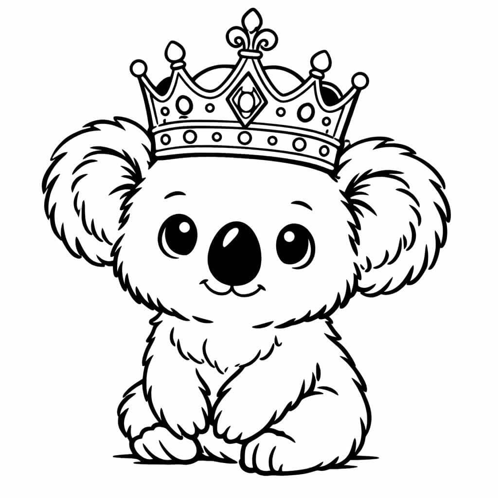 Coala rei para colorir