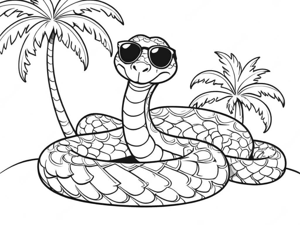 Cobra de óculos escuros para colorir
