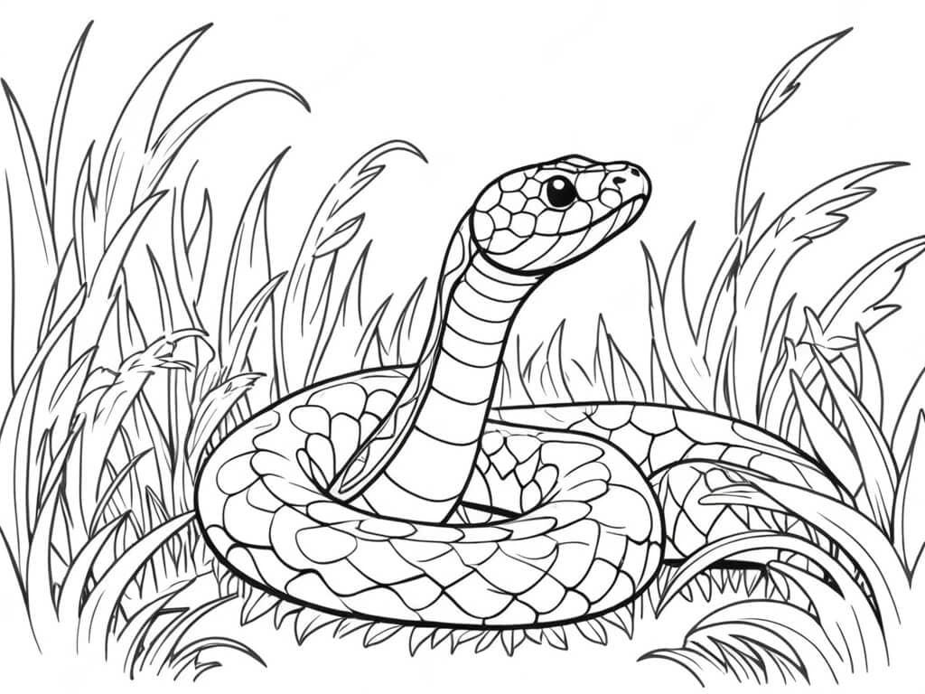 Cobra na vegetação para colorir