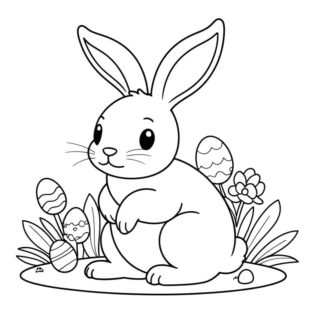 Coelho da Páscoa gordinho para colorir