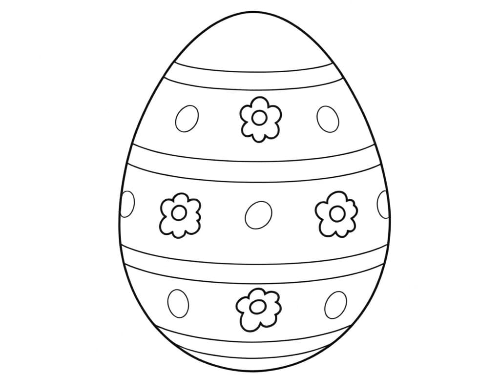Ovo de Páscoa com flores para colorir