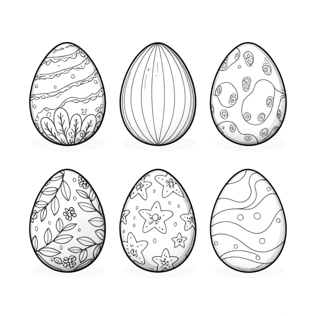 Vários ovos de Páscoa para colorir