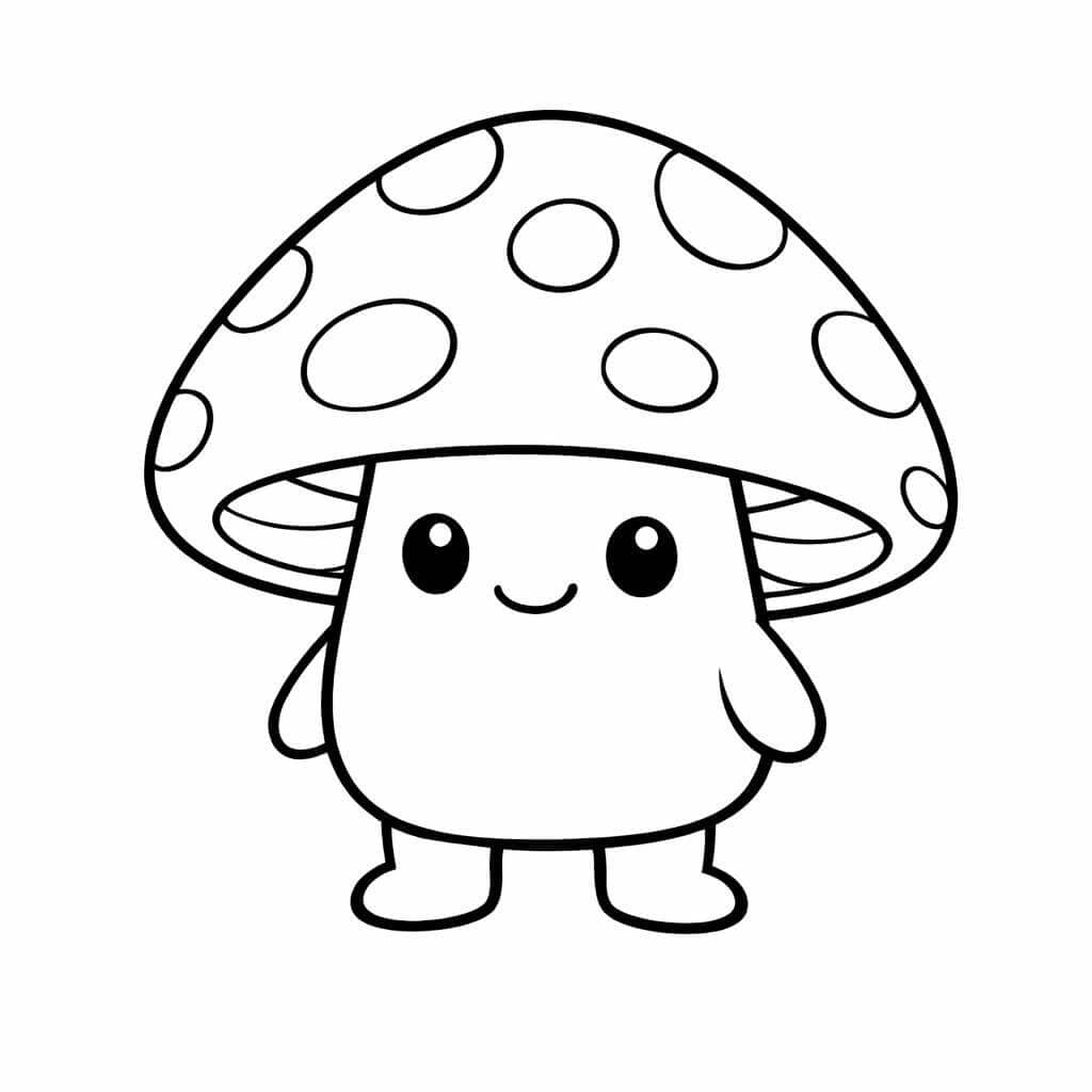 Cogumelo desenho animado com perninhas para colorir
