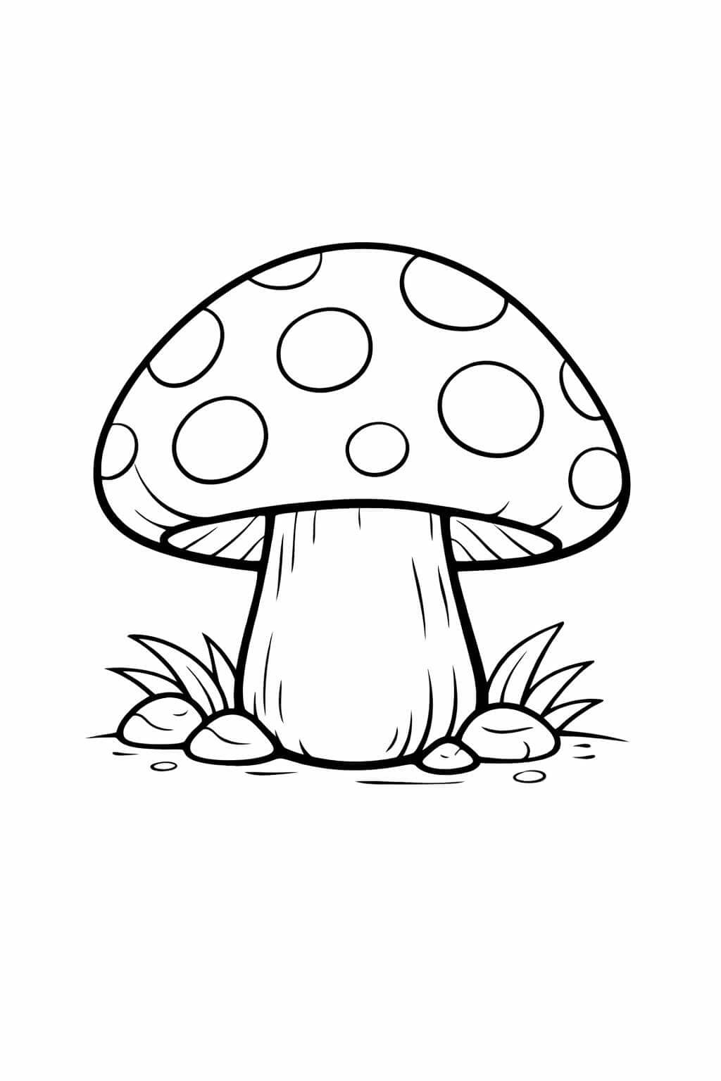 Cogumelo com grandes bolinhas para colorir