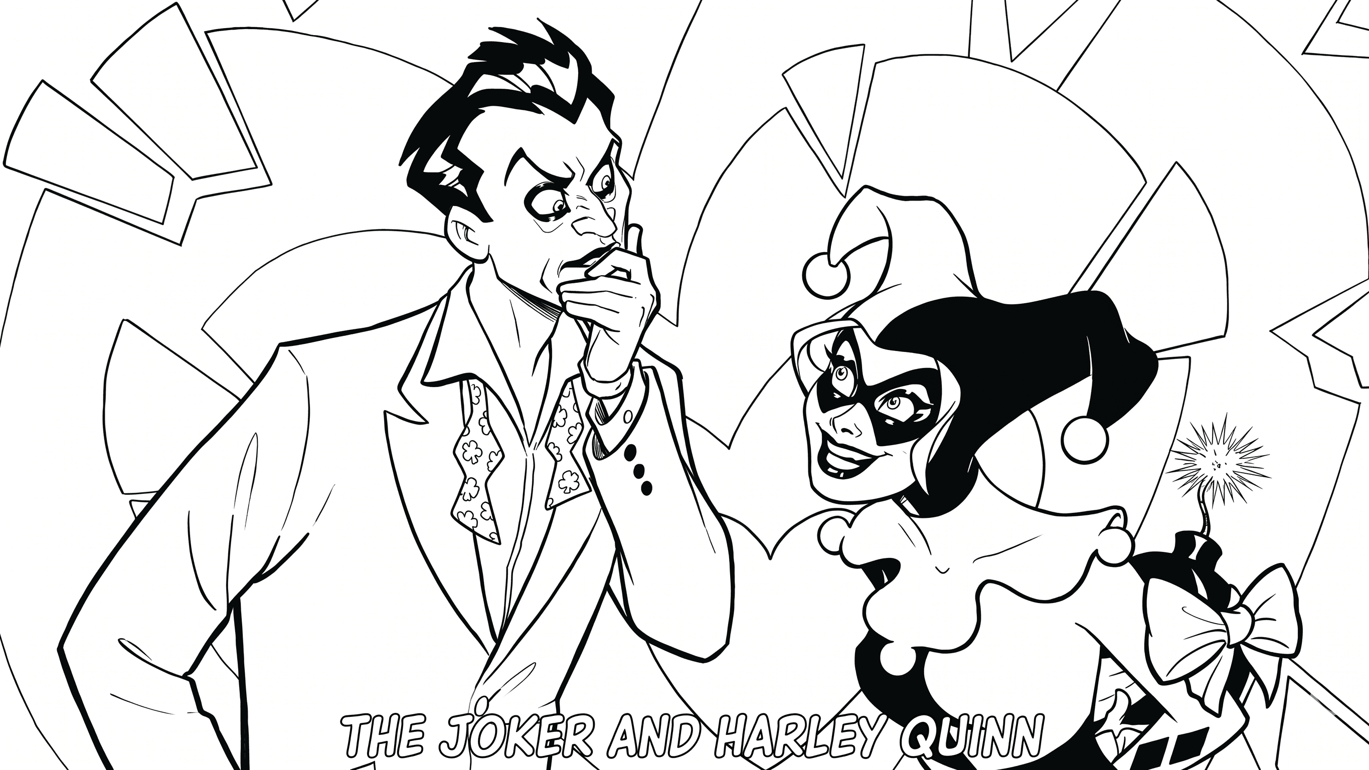 Coringa e Arlequina para colorir
