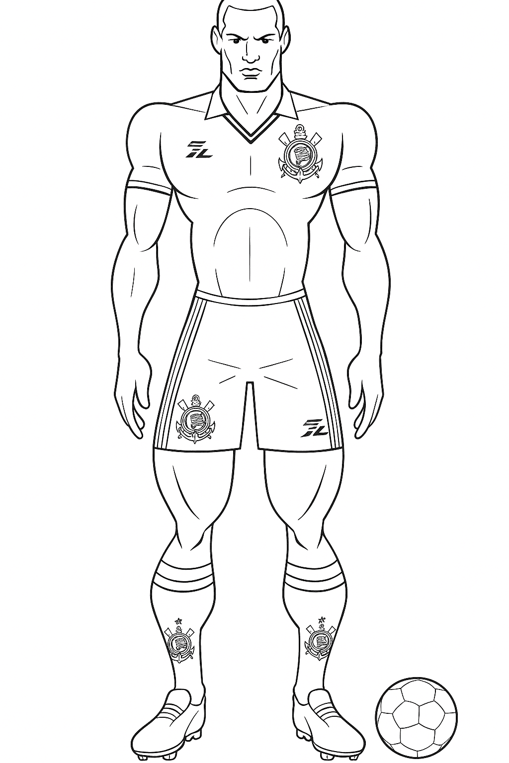 Corinthians jogador e bola para colorir
