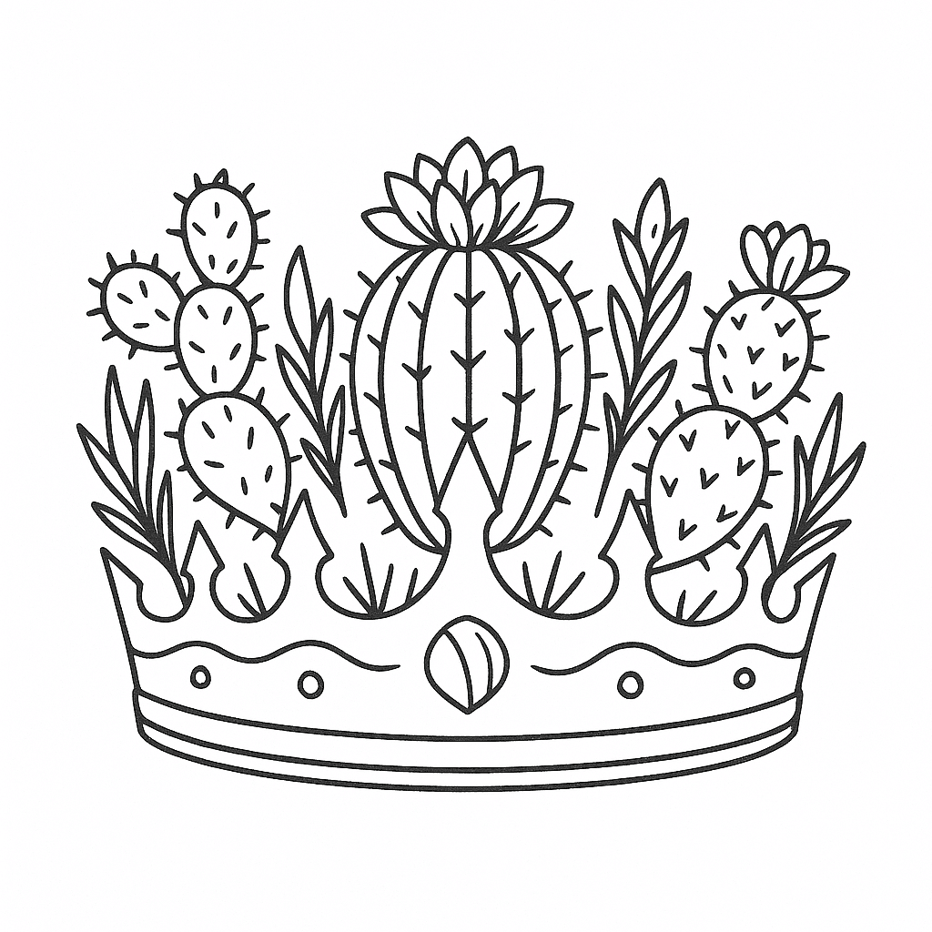 Coroa de cactos para colorir