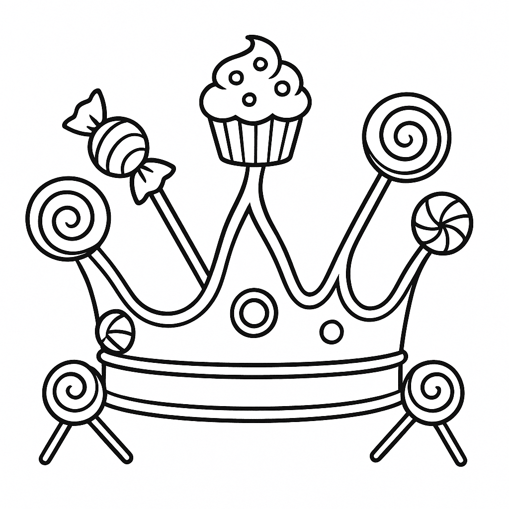 Coroa de doces para colorir