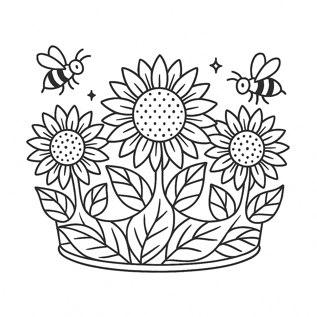 Coroa de girassol para colorir
