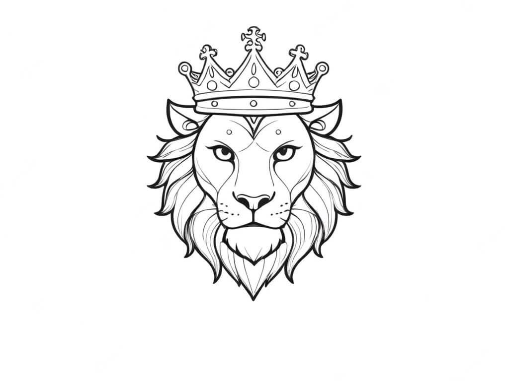 Coroa com leão para colorir