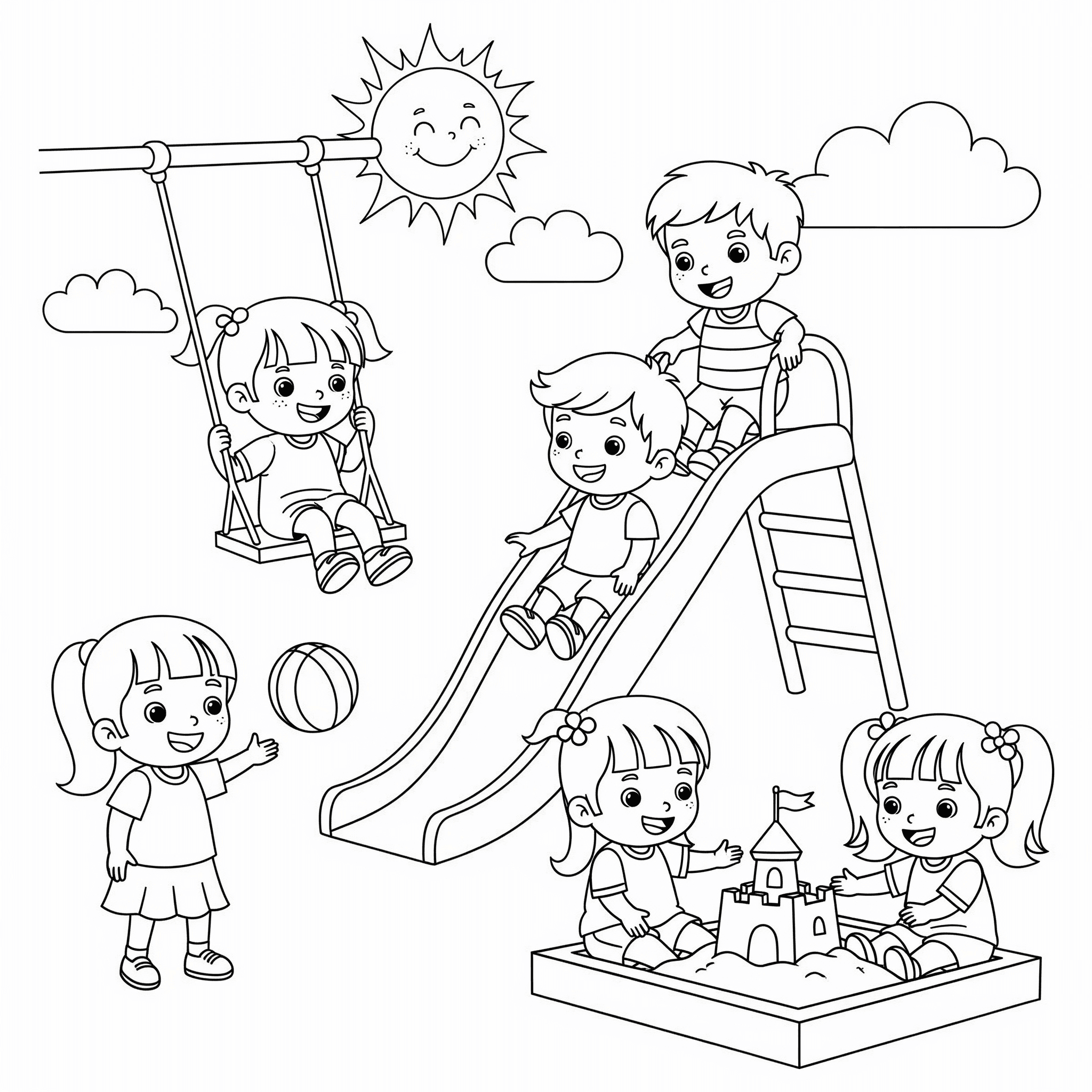 Crianças se divertindo para colorir