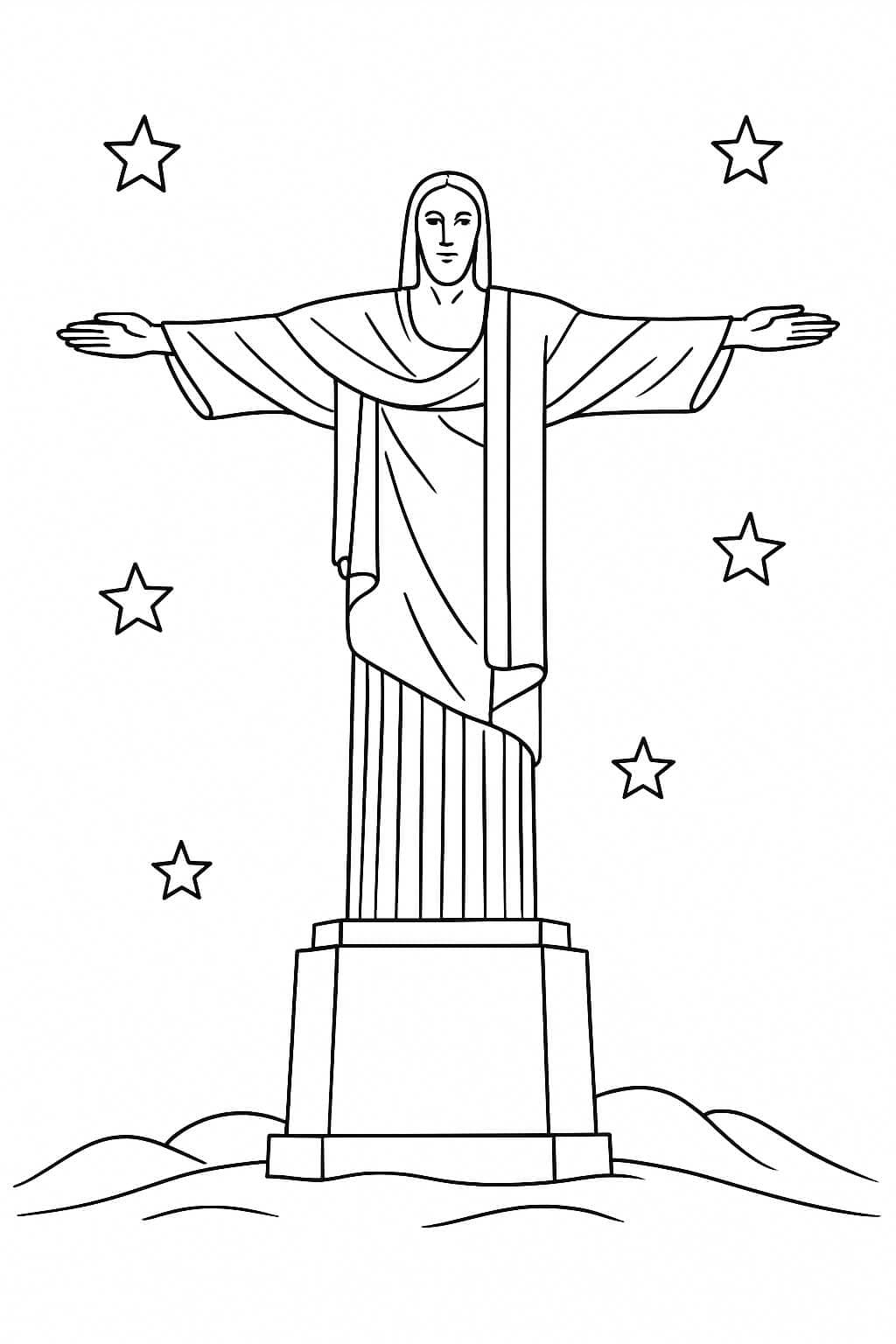 Cristo Redentor estrelado para colorir