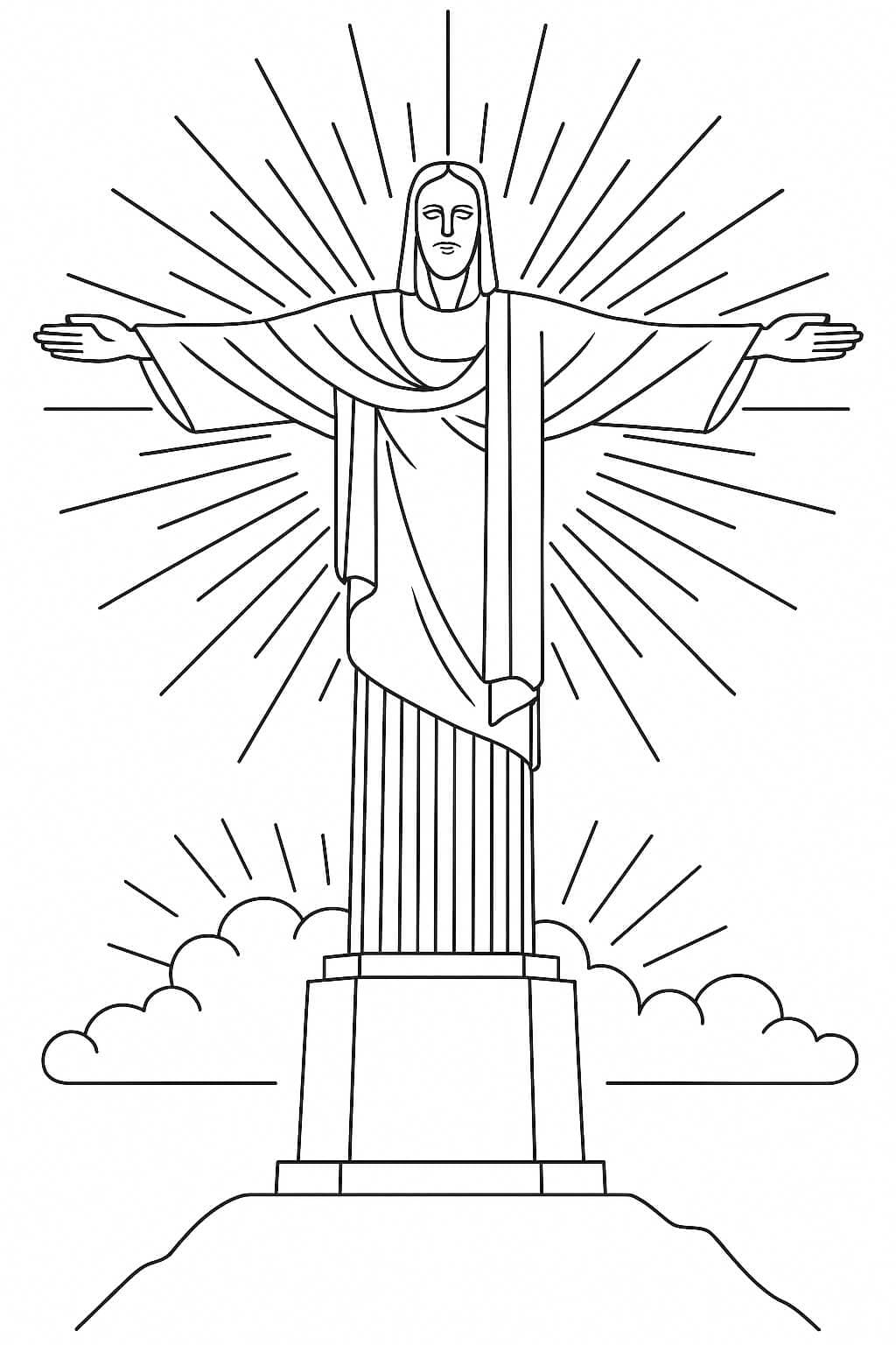 Cristo Redentor no pôr do sol para colorir