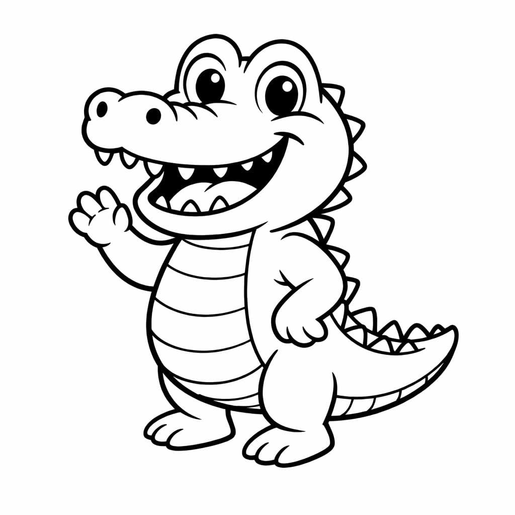 Crocodilo feliz sorrindo para colorir